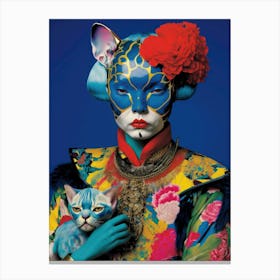 Japanese Woman With Cat Canvas Print