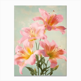 Lilies Flowers Acrylic Painting In Pastel Colours 4 Canvas Print