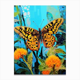 Pop Art Pearl Bordered Fritillary Butterfly 4 Canvas Print