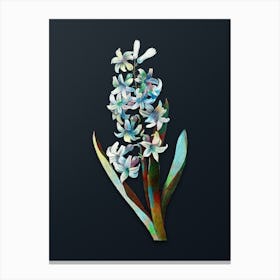 Vintage Dutch Hyacinth Botanical Watercolor Illustration on Dark Teal Blue 1 Canvas Print