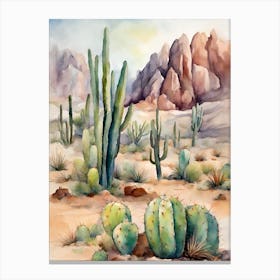 Desert with Cacti Canvas Print