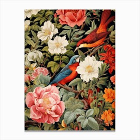 Birds And Flowers Canvas Print