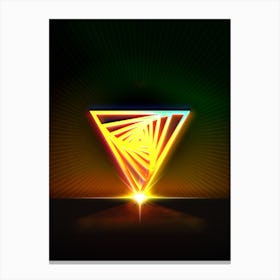 Neon Geometric Glyph in Watermelon Green and Red on Black n.0176 Canvas Print