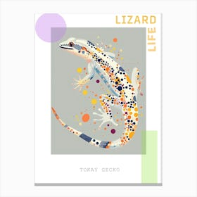 Coral Tokay Gecko Abstract Modern Illustration 4 Poster Canvas Print