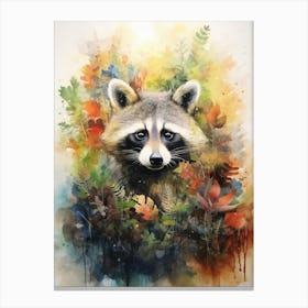 Raccoon Wonderland Woodland Watercolour 1 Canvas Print