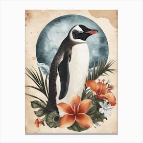 Adlie Penguin Half Moon Island Vintage Botanical Painting 3 Canvas Print