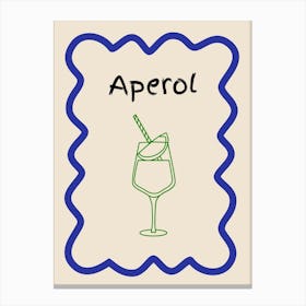 Aperol Doodle Poster Blue & Green Canvas Print