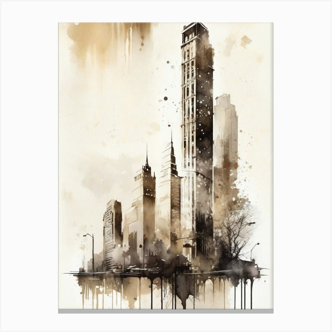 Urbane Aquarelle | CityscapeArt, AbstractCity, UrbanWatercolor, ModernArt, WatercolorPainting, UrbanSkyline, Artwork, InteriorDecor,