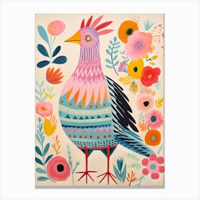 Pink Scandi Chicken 6 Canvas Print