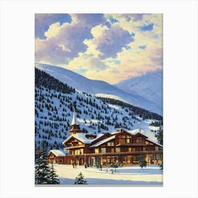 Soldeu, Andorra Ski Resort Vintage Landscape 2 Skiing Poster Canvas Print