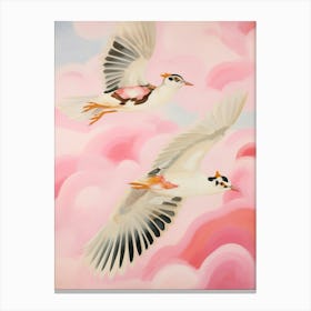 Pink Ethereal Bird Painting Lapwing 2 Canvas Print