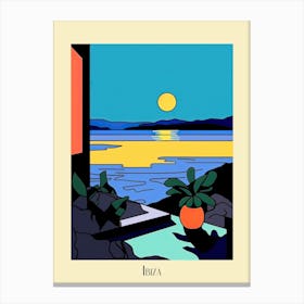 Poster Of Minimal Design Style Of Ibiza, Spain 4 Canvas Print