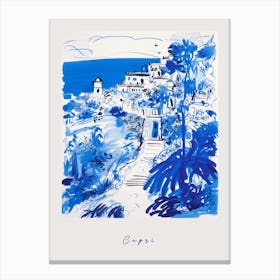 Capri 2 Italy Blue Drawing Poster Canvas Print