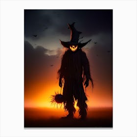 Scarecrow At Sunset 3 Canvas Print