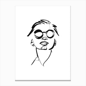 Minimalist Portrait Of A Woman With Glasses 1 Canvas Print