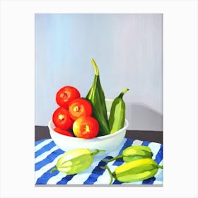 Okra Tablescape vegetable Canvas Print