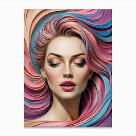Portrait Of A Woman With Colorful Hair 2 Canvas Print