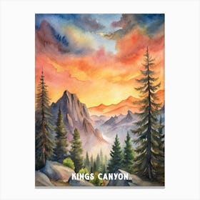 Kings Canyon National Park Watercolor Painting Canvas Print