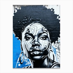 Graffiti Mural Of Beautiful Black Woman 249 Canvas Print