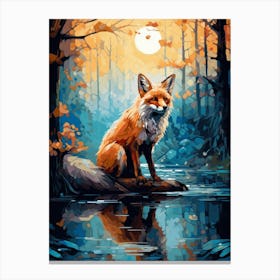 Red Fox Forest Painting 6 Canvas Print