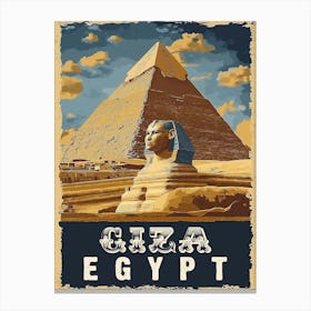 Vintage Egyptian : Great Pyramid of Giza Travel Poster Canvas Print