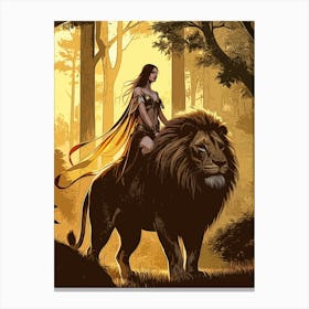 Woman And Lion Canvas Print