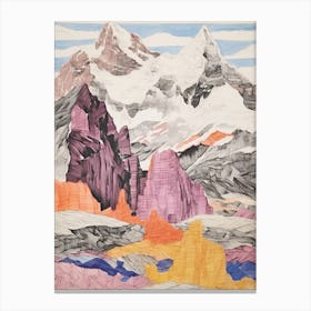 Cho Oyu Nepal 1 Colourful Mountain Illustration Canvas Print