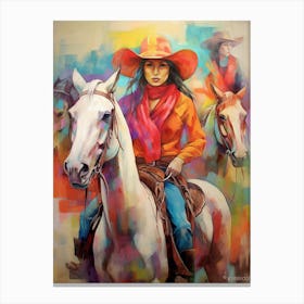 Cowgirl With Horse Illustration 1 Canvas Print