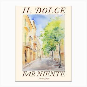 Il Dolce Far Niente Pescara, Italy Watercolour Streets 1 Poster Canvas Print