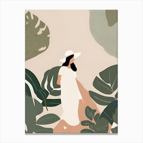 Woman Walking In The Jungle Canvas Print