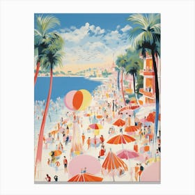 Rimini   Italy Beach Club Lido Watercolour 2 Canvas Print
