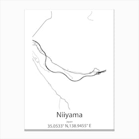 Niiyama,Japan Minimalist Map Canvas Print