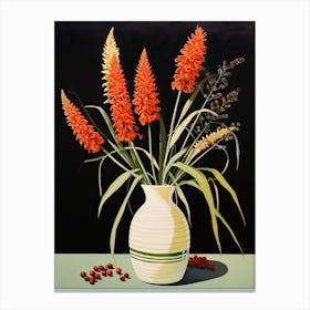 Bouquet Of Red Hot Poker Flowers, Autumn Fall Florals Painting 2 Canvas Print