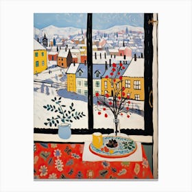 The Windowsill Of Prague   Czech Republic Snow Inspired By Matisse 2 Canvas Print
