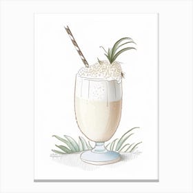 Coconut Milkshake Dairy Food Pencil Illustration 2 Canvas Print