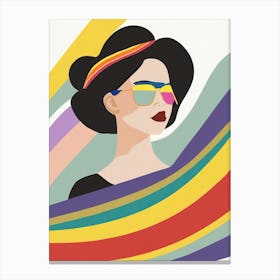 Rainbow Woman With Sunglasses Canvas Print