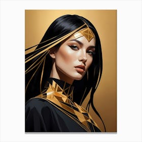 Geometric Woman Portrait Luxury Gold (6) Canvas Print