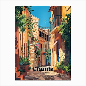 Chania Greece Streetview Digital Travel Art Canvas Print