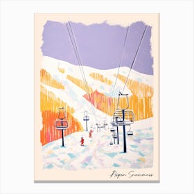Poster Of Aspen Snowmass   Colorado, Usa, Ski Resort Pastel Colours Illustration 2 Canvas Print