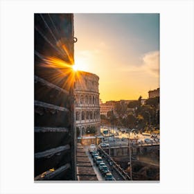 Sunset In Colosseum Rome Italy Canvas Print