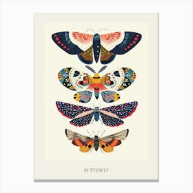 Colourful Insect Illustration Butterfly 16 Poster Canvas Print