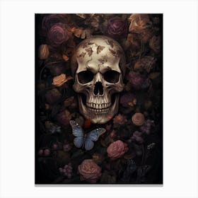 Skull in flowers Canvas Print