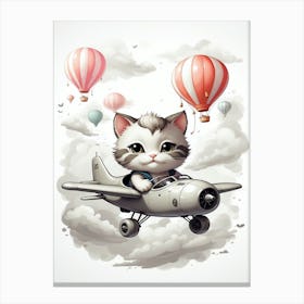 Kitty In An Airplane Canvas Print