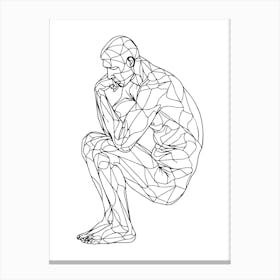 Thinker Statue Minimalist Line Art Monoline Illustration Canvas Print