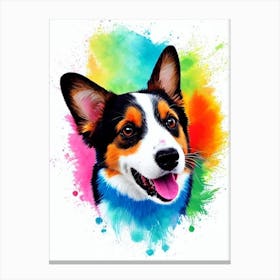 Cardigan Welsh Corgi Rainbow Oil Painting dog Canvas Print