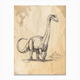 Dimorphodon Dinosaur Sepia Illustration Canvas Print