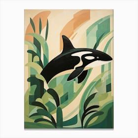 Abstract Orca Whale Geometric Collage 2 Canvas Print