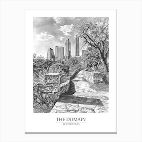 The Domain Austin Texas Black And White Drawing 1 Poster Canvas Print