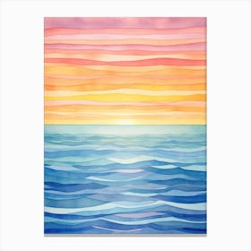 Watercolor Ocean Sunset Background Canvas Print