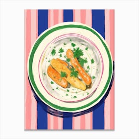 A Plate Of Lasagna, Top View Food Illustration 1 Canvas Print